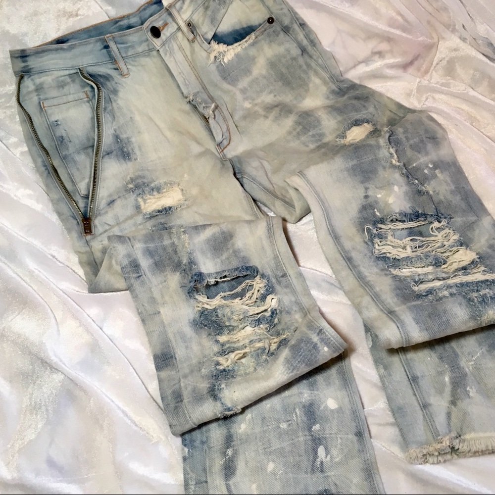 Designer distressed jeans